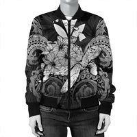 Hawaii Turtle Wave Polynesian Bomber Jacket - Hey Style White - AH - Polynesian Pride