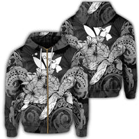 Hawaii Turtle Wave Polynesian Zip Hoodie Hey Style White Unisex Art - Polynesian Pride
