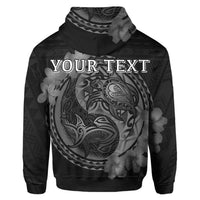 Custom Hawaii Yin Yang Turtle Shark Hibiscus Plumeria Hoodie Gray - Polynesian Pride