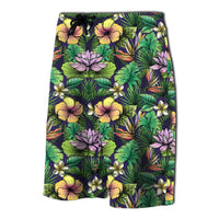 Hawaii Hibiscus And Plumeria Green Board Shorts - Polynesian Pride
