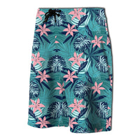 Hawaii Tropical Monstera Leaf Blue Board Shorts - Polynesian Pride