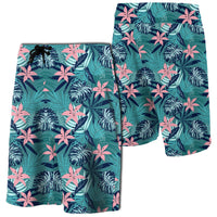Hawaii Tropical Monstera Leaf Blue Board Shorts Men Blue - Polynesian Pride