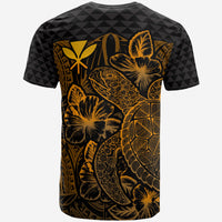 Hawaii Polynesian T Shirt Kanaka Maoli Turtle Hibiscus Gold - Polynesian Pride
