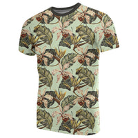 Hawaii Vintage Tropical Jungle Leaves Orchid Bird T Shirt - Polynesian Pride