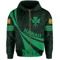 Kanaka Polynesian Zipper Hoodie Green Doma Style - Polynesian Pride