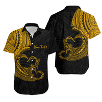 Custom Polynesian Valentine Matching Dress and Hawaiian Shirt Heart Tattoo Gold Style LT6 - Polynesian Pride