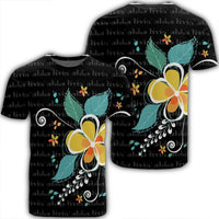 Hawaiian Aloha Plumeria Polynesian T Shirt Unisex Black - Polynesian Pride