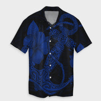 Hawaiian Anchor Poly Tribal Hibiscus Polynesian Hawaiian Shirt Blue - AH Unisex Black - Polynesian Pride
