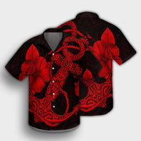 Hawaiian Anchor Poly Tribal Hibiscus Polynesian Hawaiian Shirt Red - AH - Polynesian Pride
