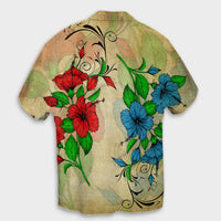 Hawaiian Blue And Red Hibiscus Polynesian Hawaiian Shirt - AH - Polynesian Pride