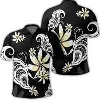 Hawaiian Butterfly Plumeria Polynesian Polo Shirt Unisex Black - Polynesian Pride