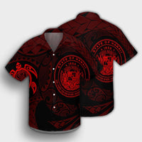 Hawaiian Coat Of Arms Turtle Polynesian Hawaiian Shirt Red AH - Polynesian Pride