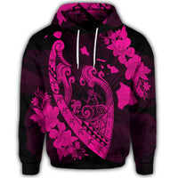 Hawaiian Fish Hook Hibiscus Banzai Surfing Polynesian Hoodie Pink - Polynesian Pride