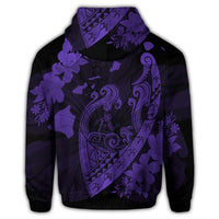 Hawaiian Fish Hook Hibiscus Banzai Surfing Polynesian Zip Hoodie Purple - Polynesian Pride