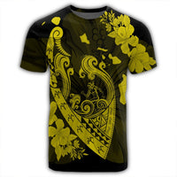 Hawaiian Fish Hook Hibiscus Banzai Surfing Polynesian T Shirt Yellow - Polynesian Pride