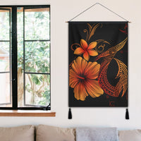 Hawaiian Fish Hook Hibiscus Plumeria Polynesian Hanging Poster - Orange - AH - Polynesian Pride