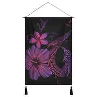 Hawaiian Fish Hook Hibiscus Plumeria Polynesian Hanging Poster - Pink - AH Hanging Poster Cotton And Linen - Polynesian Pride