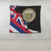 Hawaiian Flag Coat Of Arms Of Hawaii Polynesian Tapestry - Classic Style - Polynesian Pride