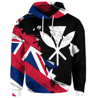 Custom Hawaiian Flag Hawaii Map Kanaka Polynesian Hoodie Classic Style - Polynesian Pride
