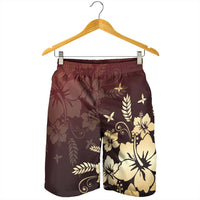 Hawaiian Golden Hibiscus Butterfly Polynesian Men's Shorts - AH - Polynesian Pride