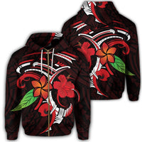 Hawaiian Hibiscus and Plumeria Flower Polynesian Zip Hoodie Unisex Art - Polynesian Pride