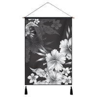 Hawaiian Hibiscus Black And White Polynesian Hanging Poster - AH Hanging Poster Cotton And Linen - Polynesian Pride