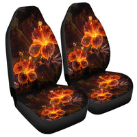 Hawaiian Hibiscus Fire Polynesian Car Seat Covers - AH Universal Fit Black - Polynesian Pride