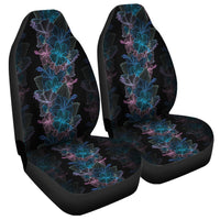 Hawaiian Hibiscus Full Color Polynesian Car Seat Covers - AH Universal Fit Black - Polynesian Pride