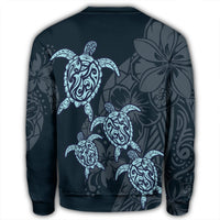Hawaiian Hibiscus Plumeria Sea Turtle Polynesian Sweatshirt - AH - Polynesian Pride