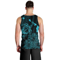 Hawaiian Hibiscus Sea Turtle Swim Polynesian Tank Top - Blue - AH - Polynesian Pride