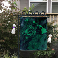 Hawaiian Hibiscus Sea Turtle Swim Polynesian Flag - Green - AH - Polynesian Pride