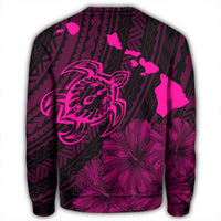 Hawaiian Hibiscus Sea Turtle Swim Polynesian Sweatshirt - Pink - AH - Polynesian Pride