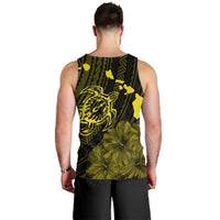 Hawaiian Hibiscus Sea Turtle Swim Polynesian Tank Top - Yellow - AH - Polynesian Pride