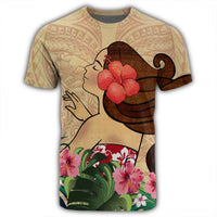 Hawaiian Hula Girl and Hibiscus Polynesian T Shirt - Polynesian Pride