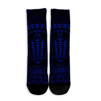 Hawaiian Kakau Honu Arc Polynesian Blue Crew Socks - AH - Polynesian Pride