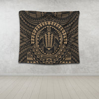 Hawaiian Kakau Honu Arc Polynesian Gold Tapestry - AH - Polynesian Pride