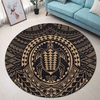 Hawaiian Kakau Honu Arc Polynesian Gold Round Carpet - AH - Polynesian Pride