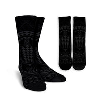 Hawaiian Kakau Honu Arc Polynesian Gray Crew Socks - AH Crew Socks White - Polynesian Pride