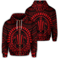 Hawaiian Kakau Honu Arc Polynesian Red Zip Hoodie Unisex Art - Polynesian Pride