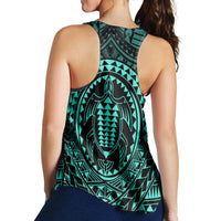 Hawaiian Kakau Honu Arc Polynesian Turquoise Racerback Tank - AH - Polynesian Pride