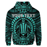 Custom Hawaiian Kakau Honu Arc Polynesian Turquoise Hoodie - Polynesian Pride