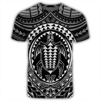 Hawaiian Kakau Honu Arc Polynesian White T Shirt - Polynesian Pride