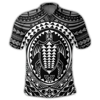 Hawaiian Kakau Honu Arc Polynesian White Polo Shirt - Polynesian Pride