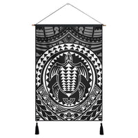 Hawaiian Kakau Honu Arc Polynesian White Hanging Poster - AH Hanging Poster Cotton And Linen - Polynesian Pride