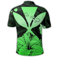 Hawaiian Kanaka Polo Shirt Hibiscus Polynesian Love Green - Polynesian Pride