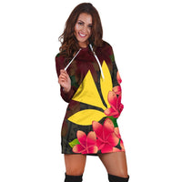 Hawaiian Kanaka Plumeria Polynesian Hoodie Dress - AH - Polynesian Pride
