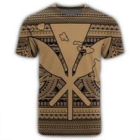 Hawaiian Kanaka Polynesian Tribal T Shirt Reggae Color Gold - Polynesian Pride
