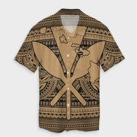 Hawaiian Kanaka Polynesian Tribal Hawaiian Shirt Reggae Color Gold AH Unisex Black - Polynesian Pride