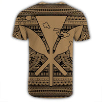 Hawaiian Kanaka Polynesian Tribal T Shirt Reggae Color Gold - Polynesian Pride