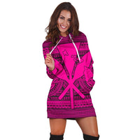 Hawaiian Kanaka Polynesian Tribal Hoodie Dress Reggae Color Pink AH - Polynesian Pride